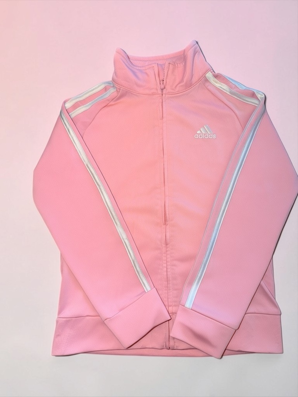 Adidas Pink Track Jacket Girls Size 6 Full Zip